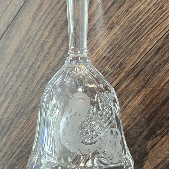 Vintage BLEIKRISTALL (Germany) Cut Crystal Etched Bird Dinner Bell NEW - Picture 1 of 12